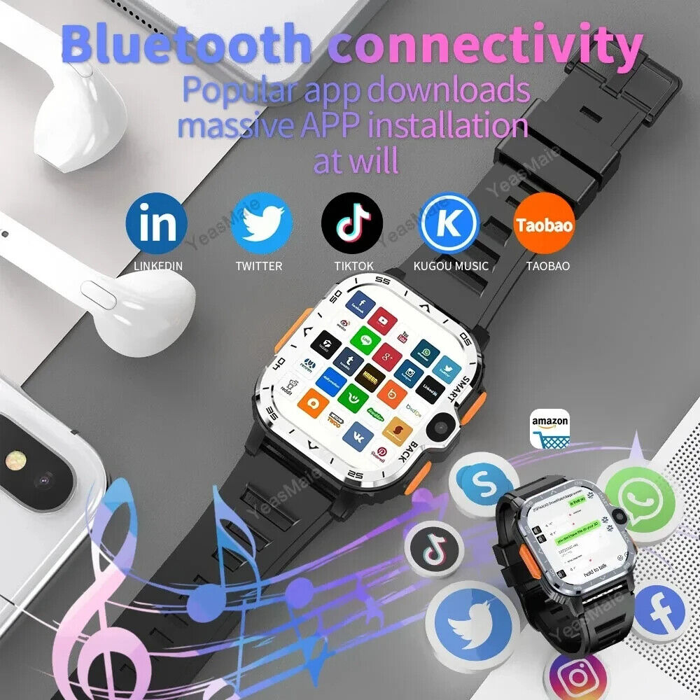 4G Android Smart Watch 2G 16G/64G ROM GPS SIM Card WiFi Dual Camera Smartwatch