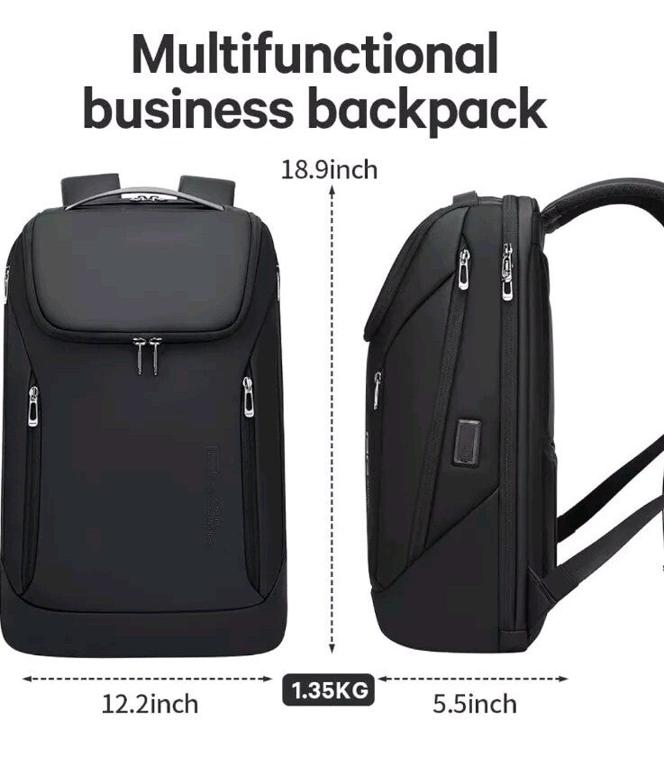 Bange 7267 Black 15.6" Laptop Travel Durable Smart Backpack W/USB Charging Port
