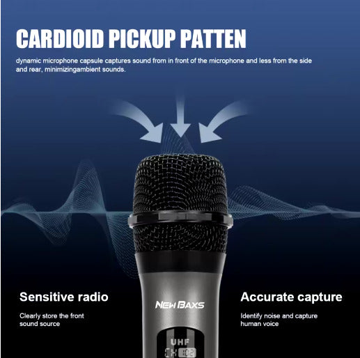 Microphone Wireless UHF Fixed Frequency 2 Channels Handheld Mic Professional UK