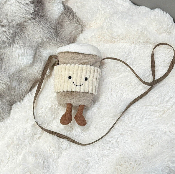 Jellycat AMUSEABLE COFFEE TO GO BAG Soft Plush Purse with Free Dust Bag