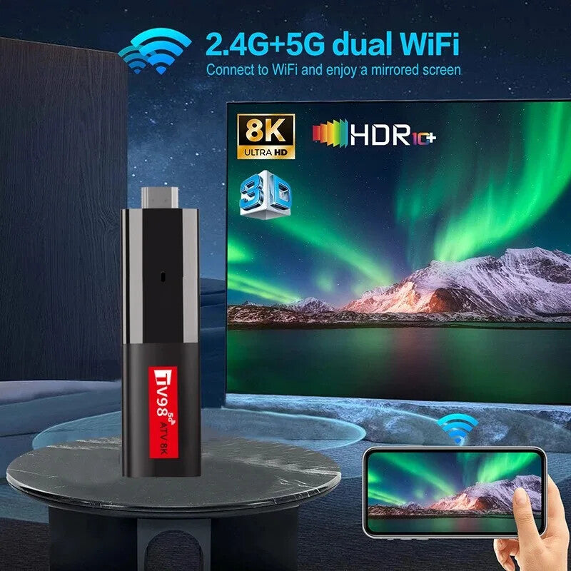 Mini TV Stick Android 14Allwinner H618 Quad Core A53 4K VoiceRemote Smart TV Box
