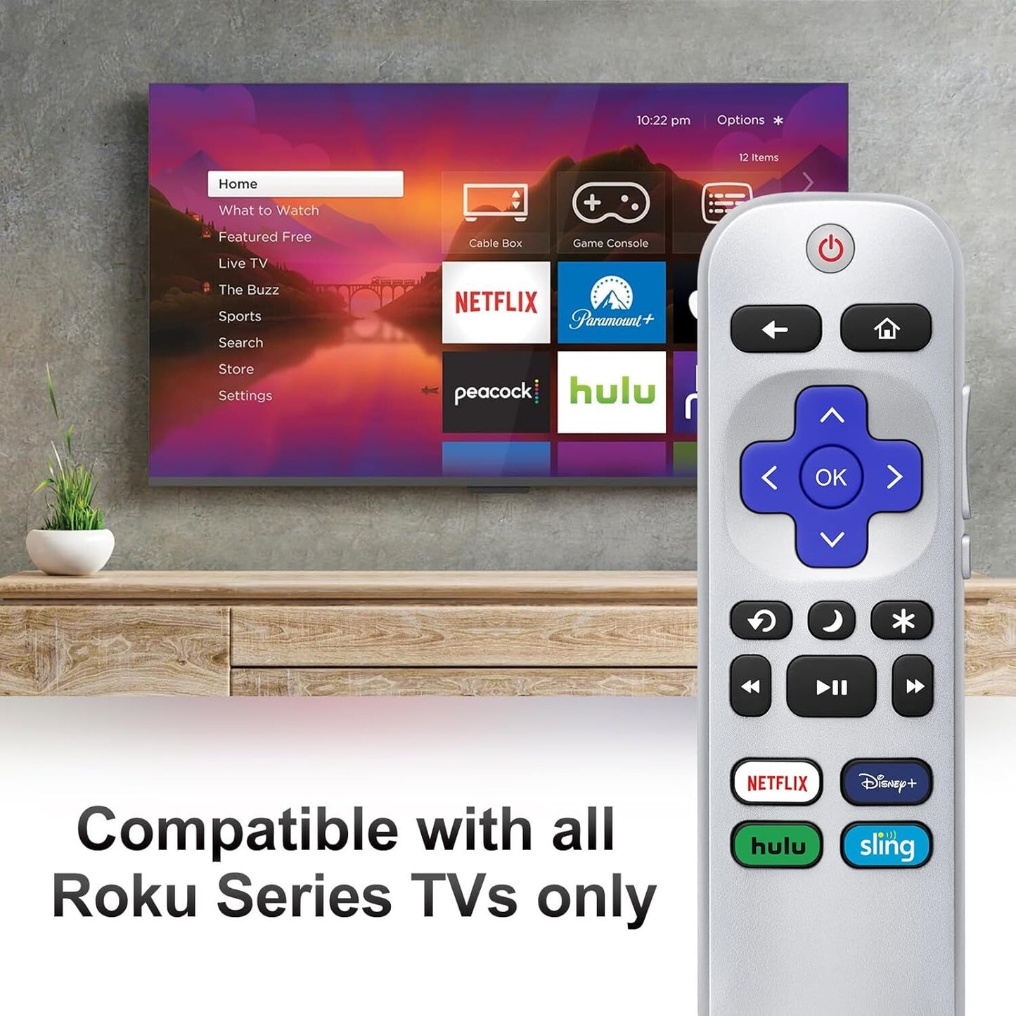 2p Remote Control Replacement for Roku TV Box, TCL/Onn/Hisense/Philips/ Roku TVs