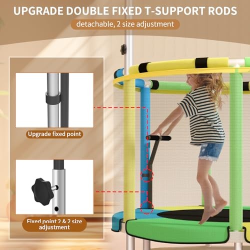 Trampoline for Kids, Update T-handrail Adjustable Baby Toddler Trampoline with