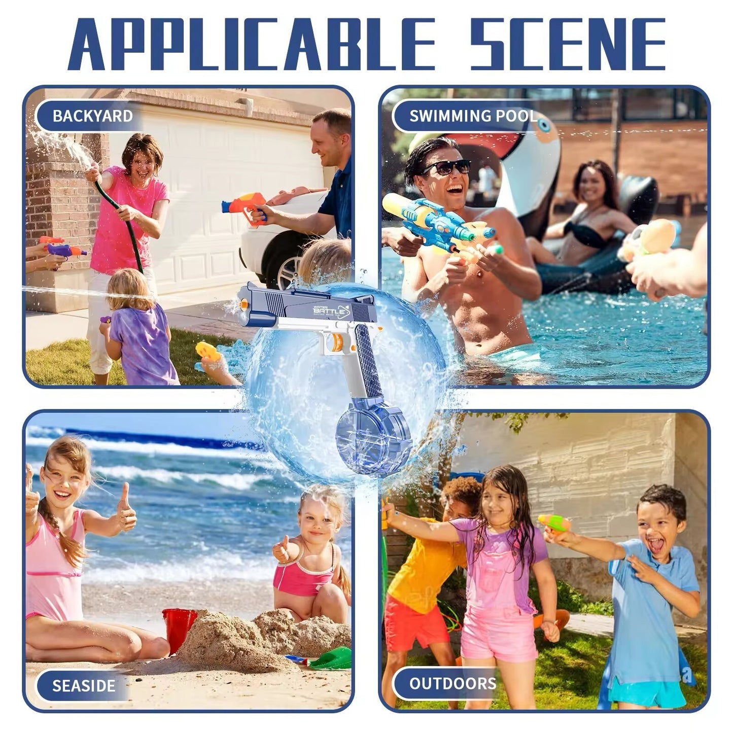 Continuous Fire Electric Water Gun Adult Kids Rechargeable Squirt Gun