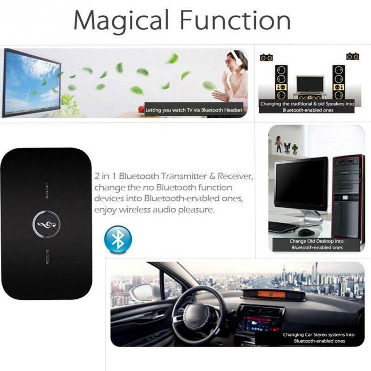 Bluetooth Transmitter Receiver Wireless Adapter For Home stereos TV /DVD player