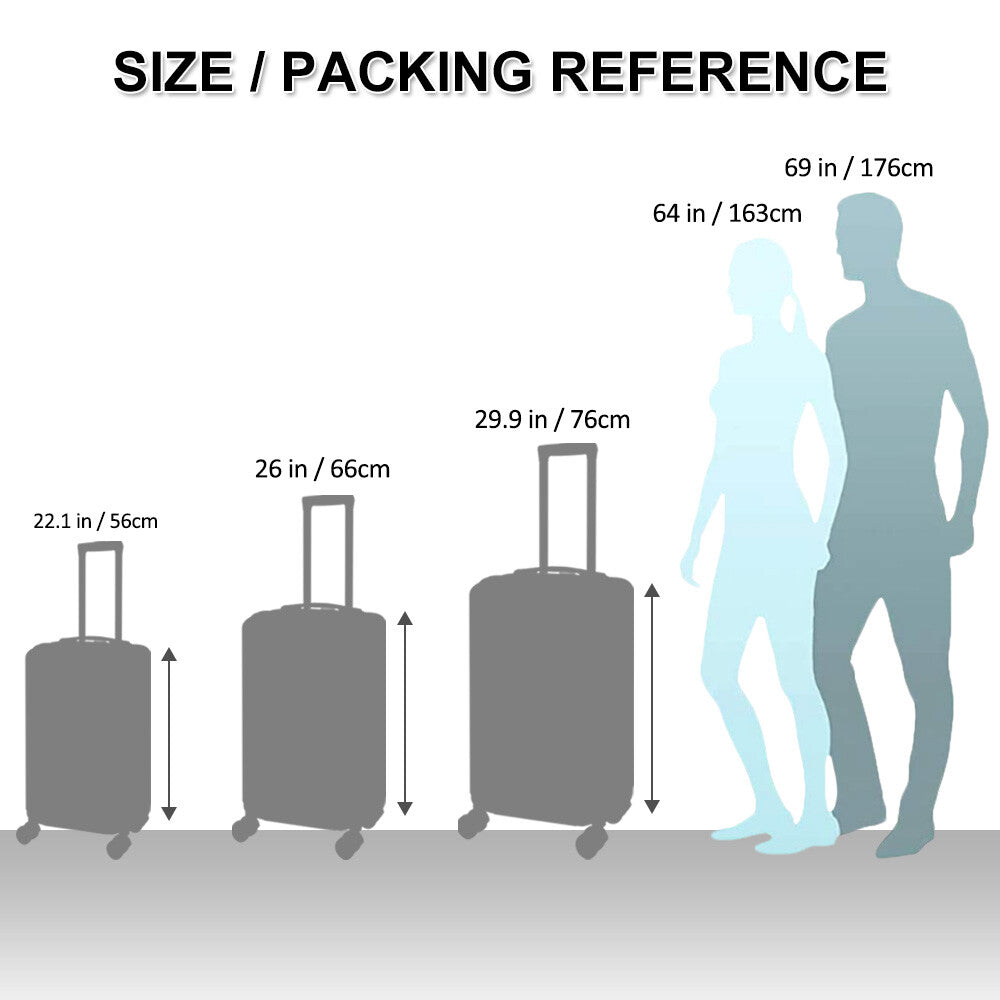 20&24&28" Luggage Travel Set Bag ABS Trolley Hard Shell Suitcase w/Lock 3Pcs