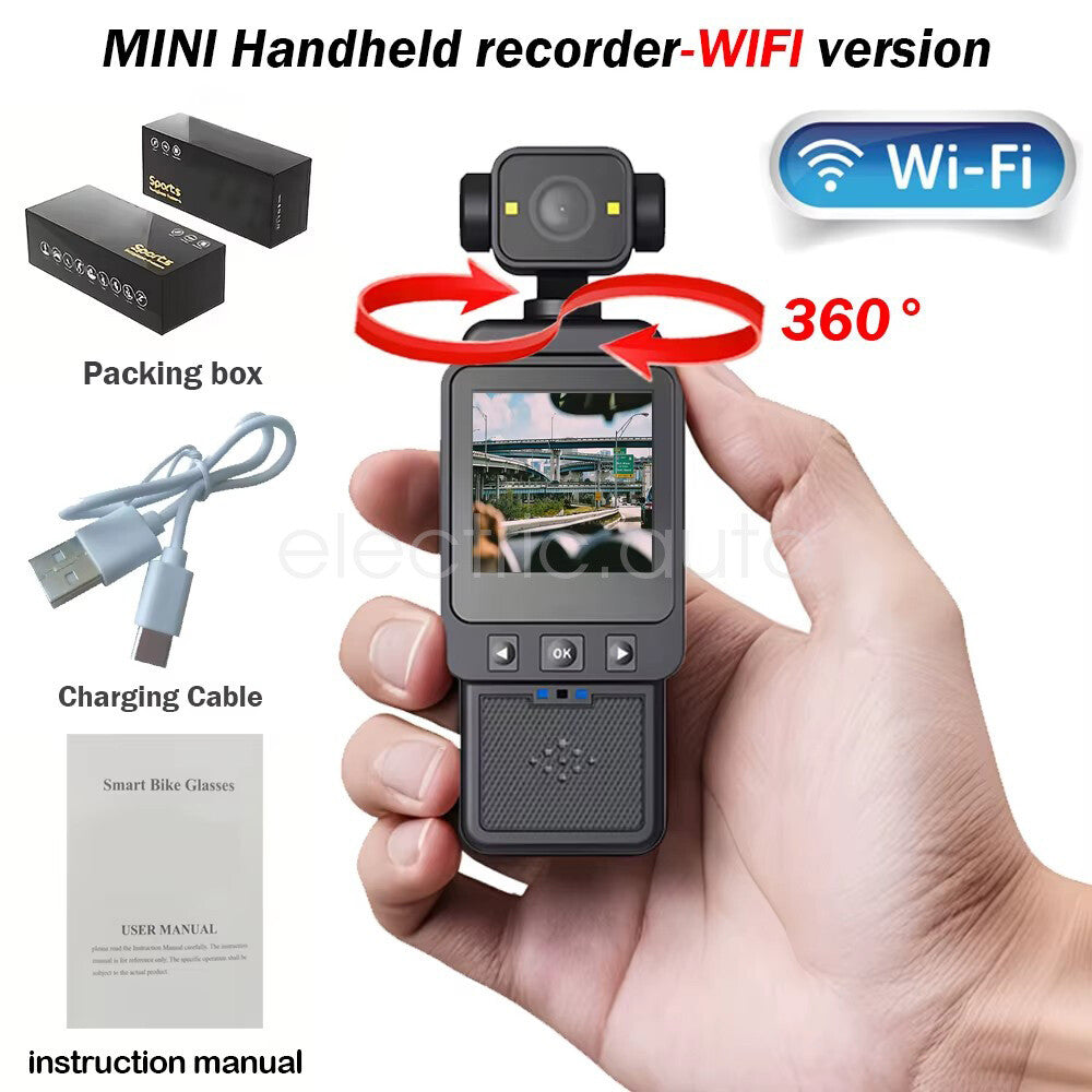 WiFi Camera with Screen 360° Rotatable Lens 1080P HD Photo Video Audio Recorder