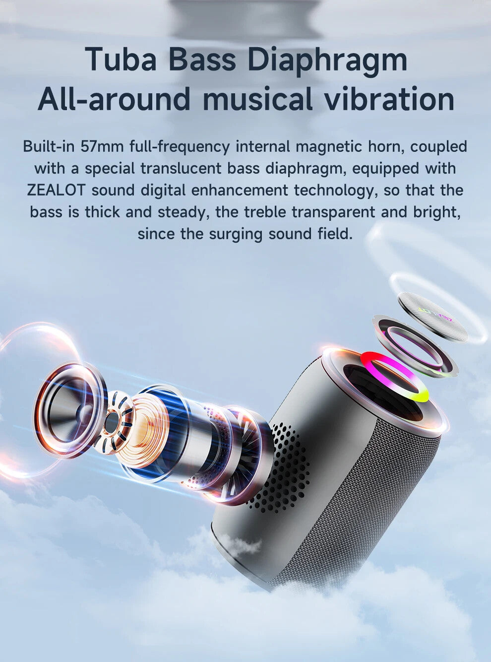 Powerful Bluetooth Speaker, Bass Wireless,LED Light, Outdoor Speakers, Subwoofer