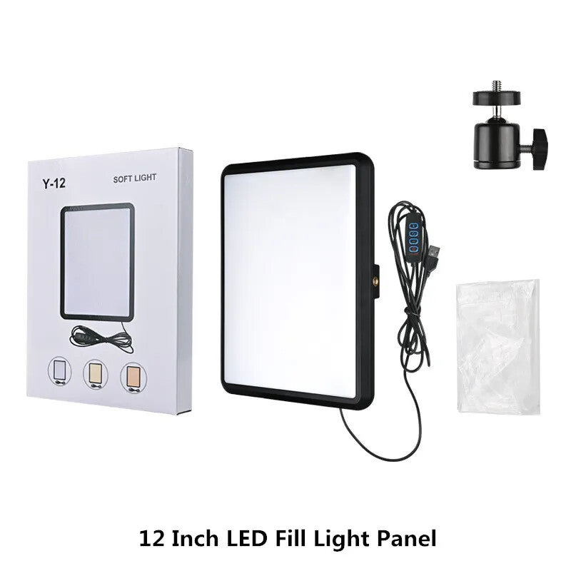 8/12 Inch LED Photography Video Light Panel Lighting Photo Studio Lamp Kit