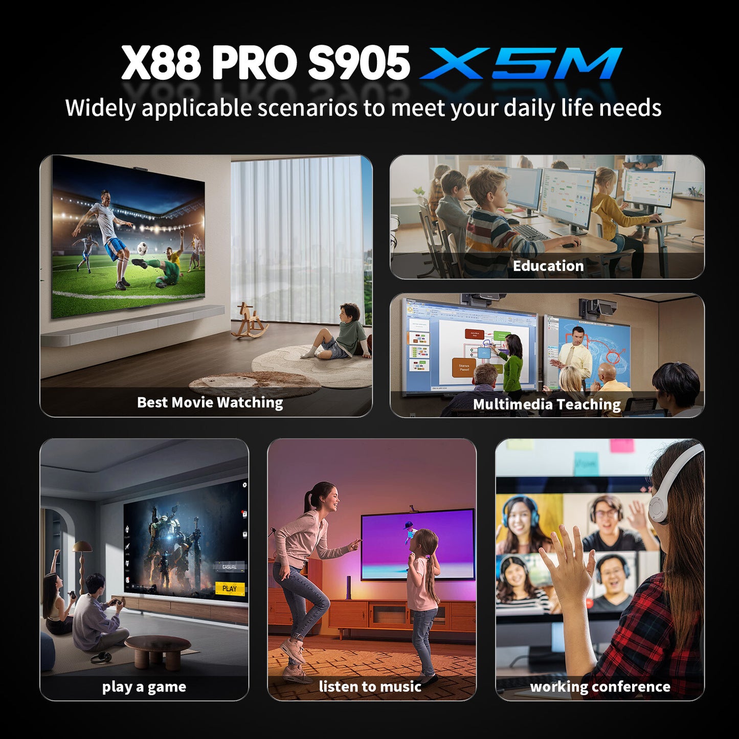 X88 Pro X5 TV Box Android 14 S905X5M 8K Wifi6 BT5.0 Voice Remote Media Player