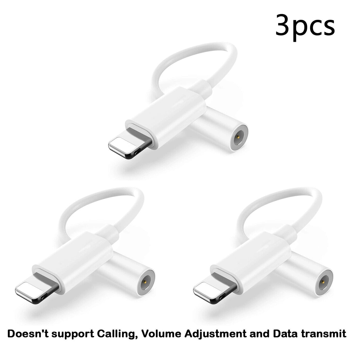 1-3PCS For iPhone Headphone Adapter Jack 8Pin to 3.5mm Aux Cord Dongle Converter