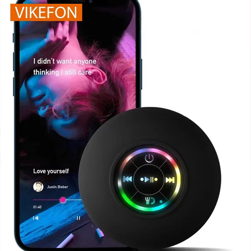 Waterproof Bluetooth Wireless Shower Speaker Bathroom Speaker LED Light Portable
