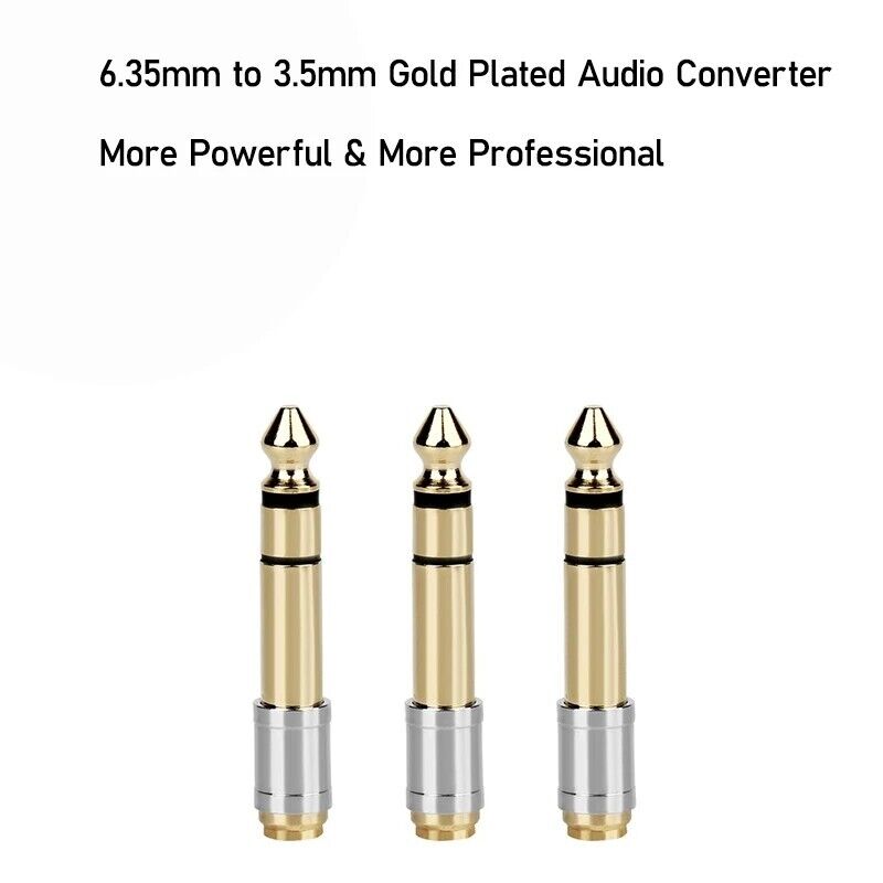 3pcs 6.35mm To 3.5mm Converters 1/4" Male 1/8" Female Jack Headphone Adapter