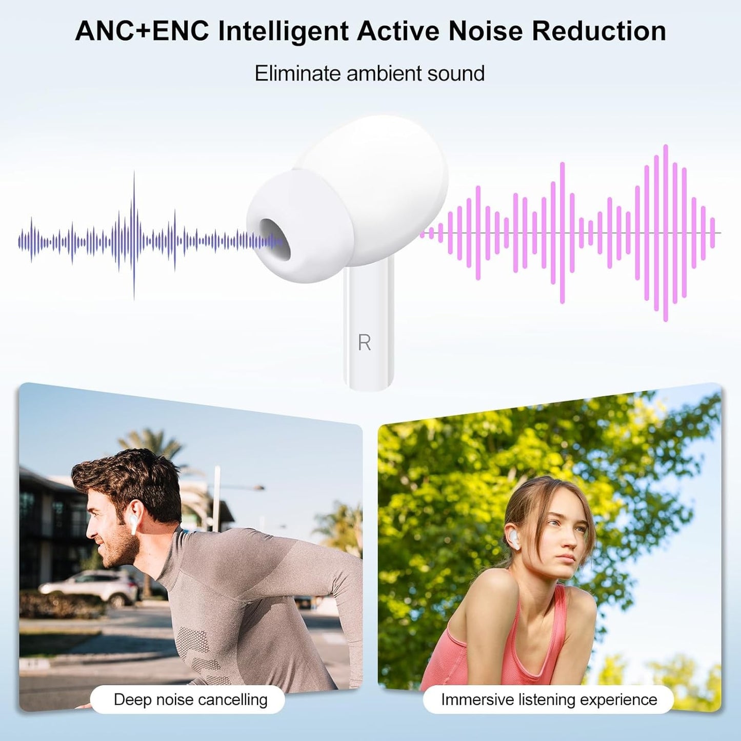 Wireless Earbuds, 5.4 Bluetooth Headphones With Touch Screen Ear Buds, ANC ENC N