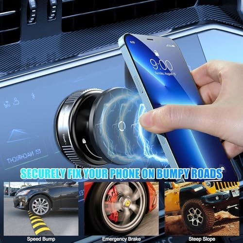 Upgraded Vacuum Magnetic Suction Phone Mount,360°Adjustable Magnetic Suction