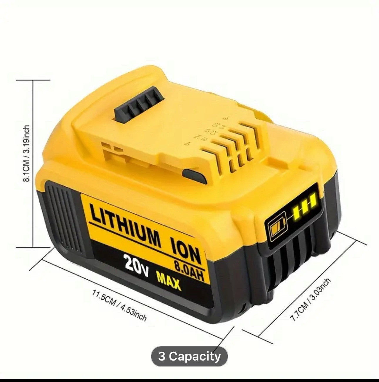 20V 8.0Ah Lithium-ion Battery for DeWalt 20Volt Power Tools DCB200 DCB205 DCB206