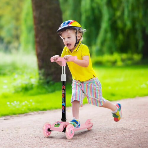 3 Wheel LED Kick Scooter Children Scooter Adjustable Handlebar Toddler Girls Boy