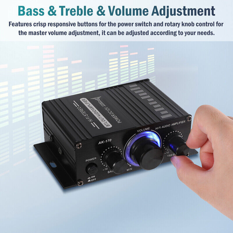 12V Car Household Stereo Mini Hi-Fi Amplifier 2 Channel Audio Power Amp 400W NEW
