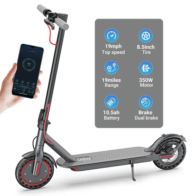 LADPED 350W Folding Electric Scooter Adult Commute Long Range Kick E-scooter