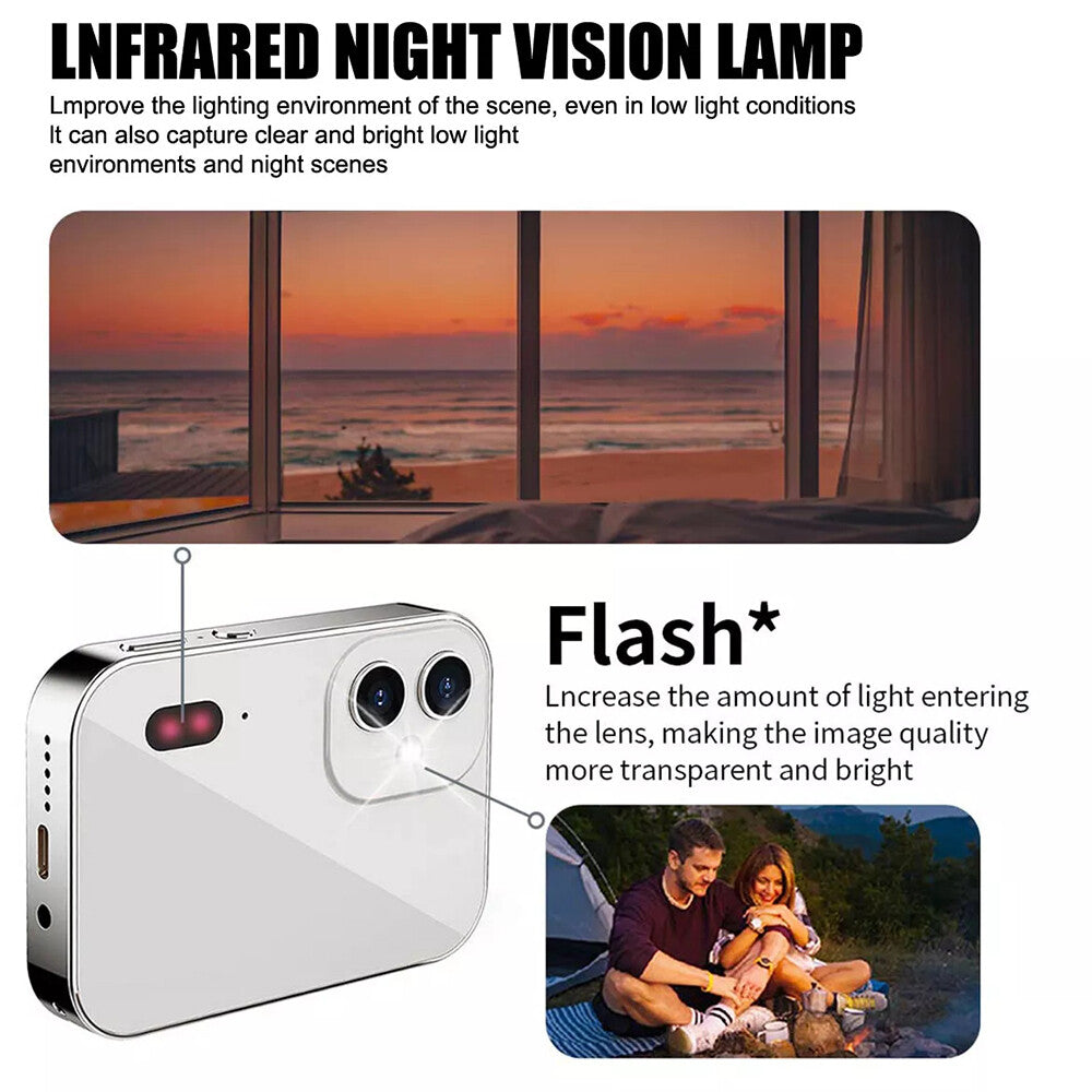64MP 4K Digital Camera 16X 3 Lens Touch Screen Camera Music Player OTG 3600mAh
