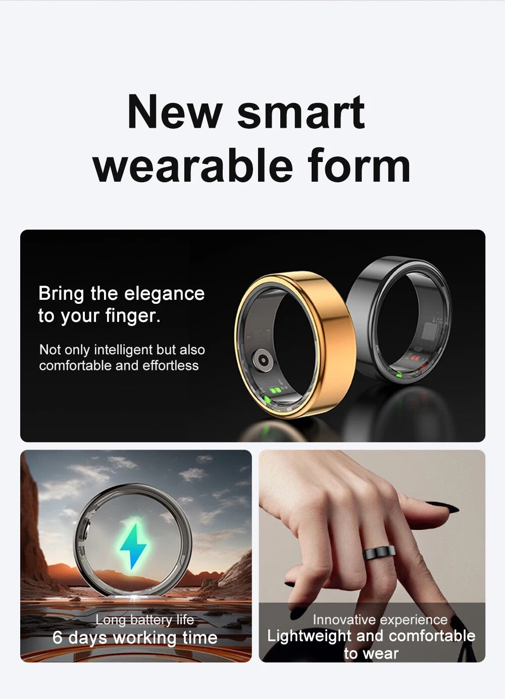 R02 Smart Ring Military Grade Titanium Steel Shell Health Monitoring IP68 &