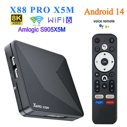X88 Pro X5 TV Box Android 14 S905X5M 8K Wifi6 BT5.0 Voice Remote Media Player