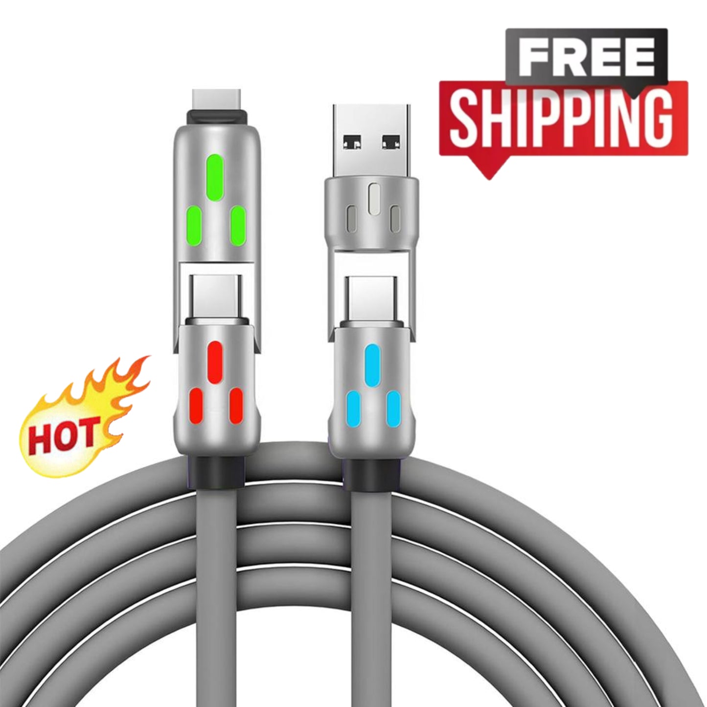 4-in-1 240W USB-C Cable, USB C Cable 1.2m, Multi USB Charging Data Cables HOT!