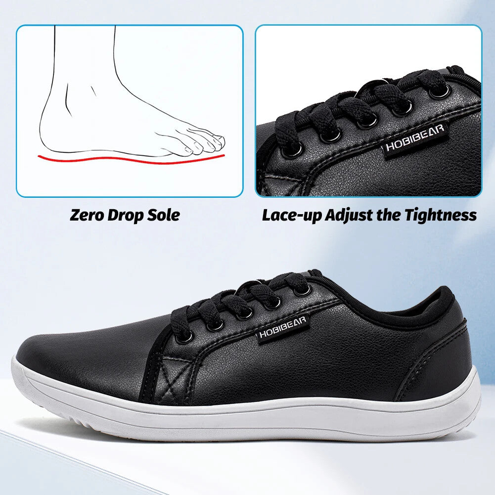 Minimalist Shoes Men Wide Toe Barefoot Shoes Leather Sneakers Lightweight Shoes