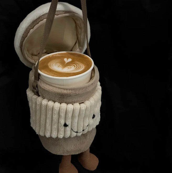 Jellycat AMUSEABLE COFFEE TO GO BAG Soft Plush Purse with Free Dust Bag