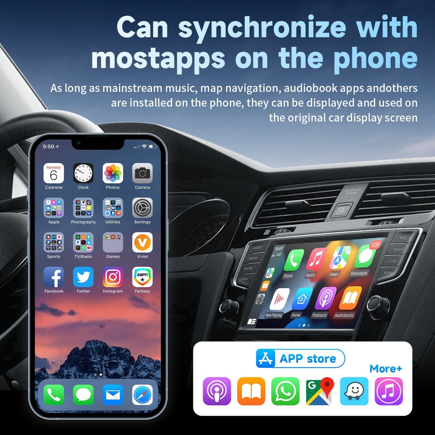 2-in-1 Wireles CarPlay Auto Adapter Fast-Connecting Plug&Play WIFI5.0 BT2.4/5.0