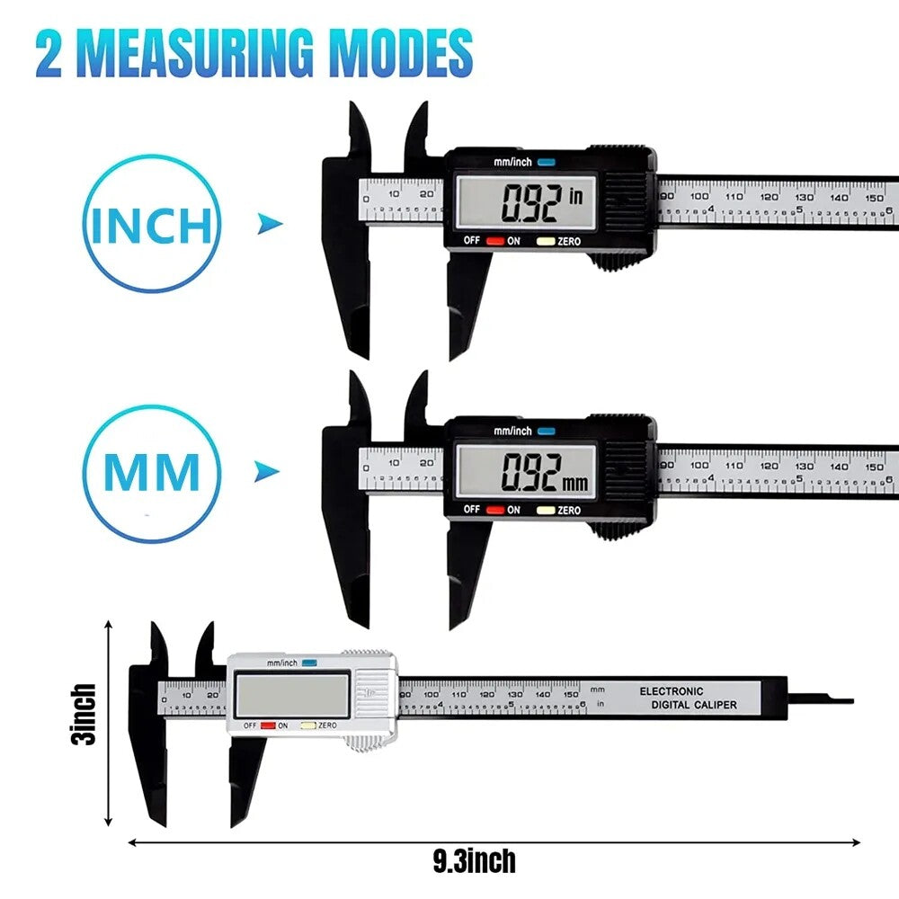 6" 150mm Digital Caliper Micrometer LCD Gauge Vernier Electronic Measuring Ruler
