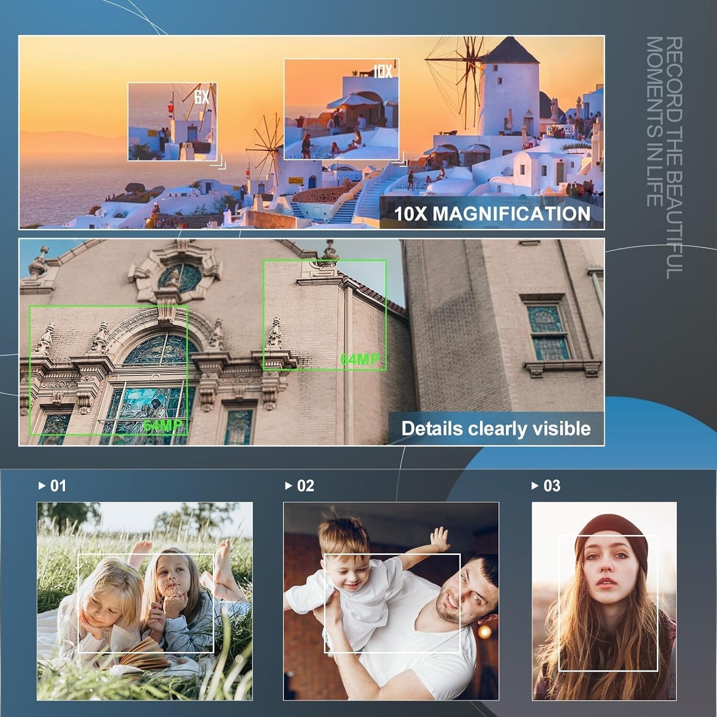 Digital Camera 64MP 4K Video 40X Zoom Lens WiFi Vlogging Camera for Photography