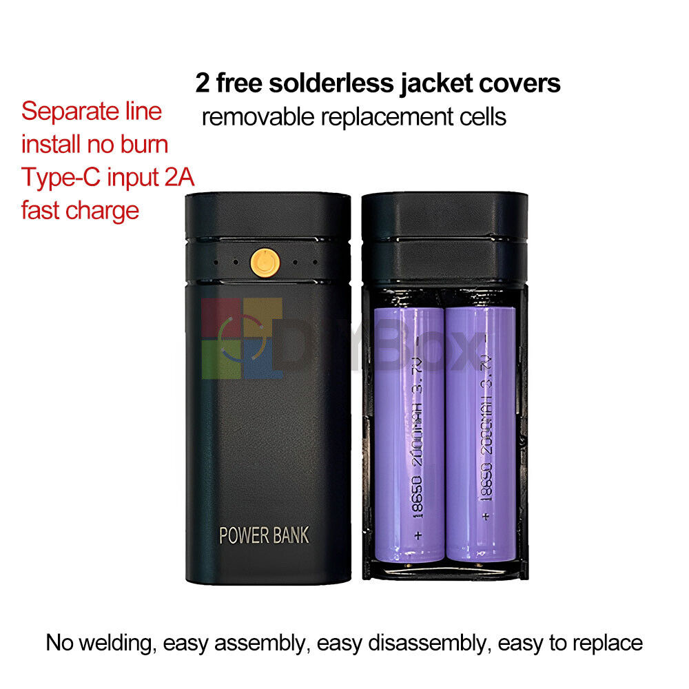 5V 2A USB DIY Power Bank Case Cover Fast Charging For 2*18650 Storage Box