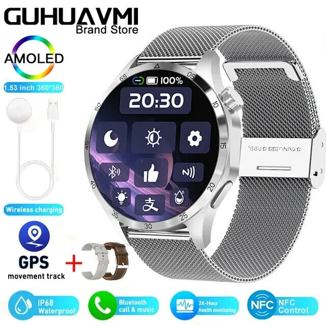 Fitness Tracker NFC Smartwatch Waterproof GPS Heart Rate Bluetooth Call Android