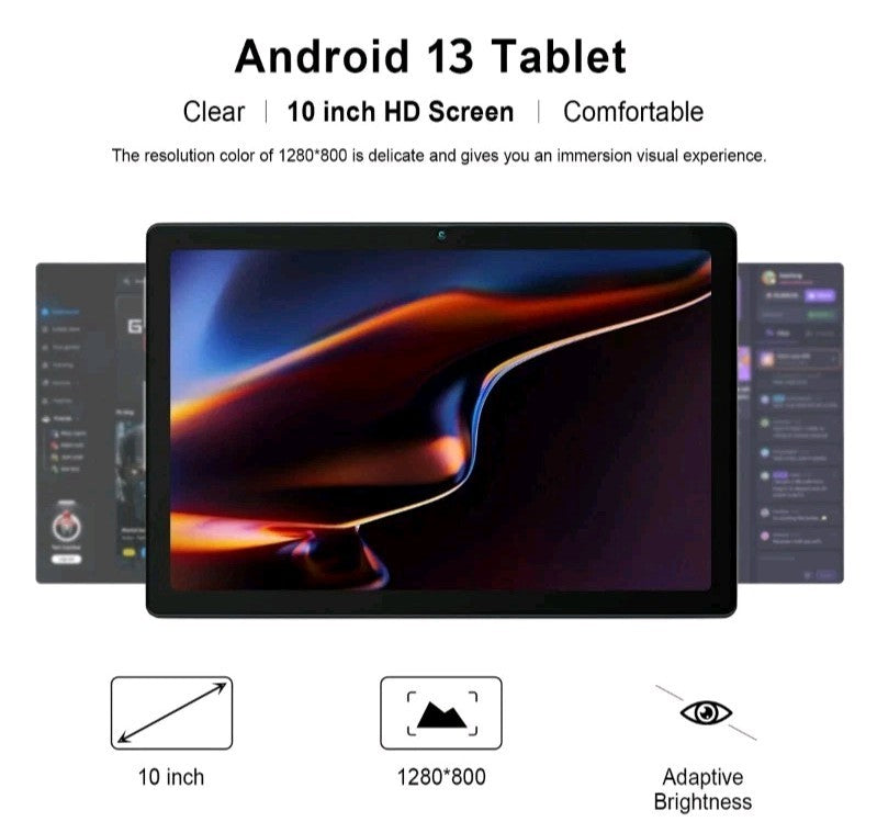 2025 Tablet 10.1" Android 13 Tablet 6+64GB Quad Core 1280×800 HD IPS WIFI