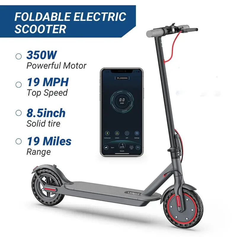 LADPED 350W Folding Electric Scooter Adult Commute Long Range Kick E-scooter