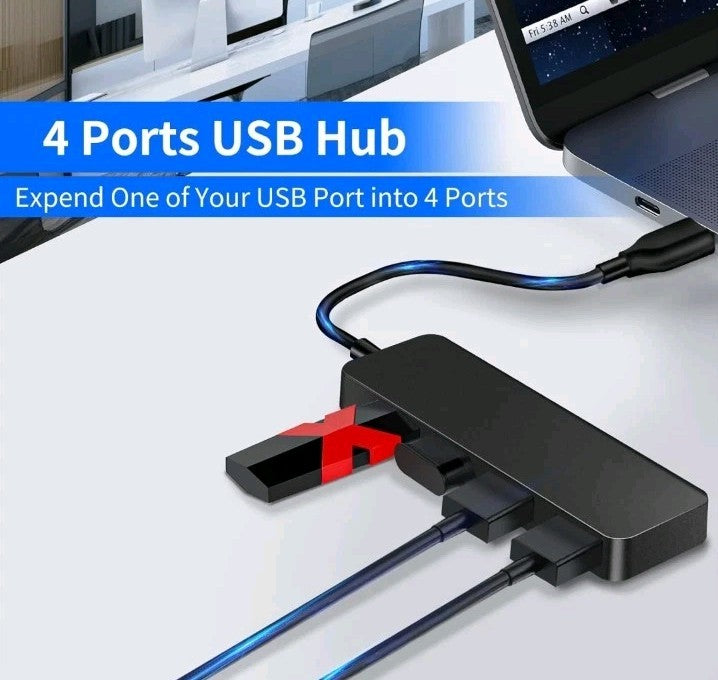 USB 3.0 Hub 4-Port USB Hub USB Splitter USB Expander for Laptops Flash Drive HDD