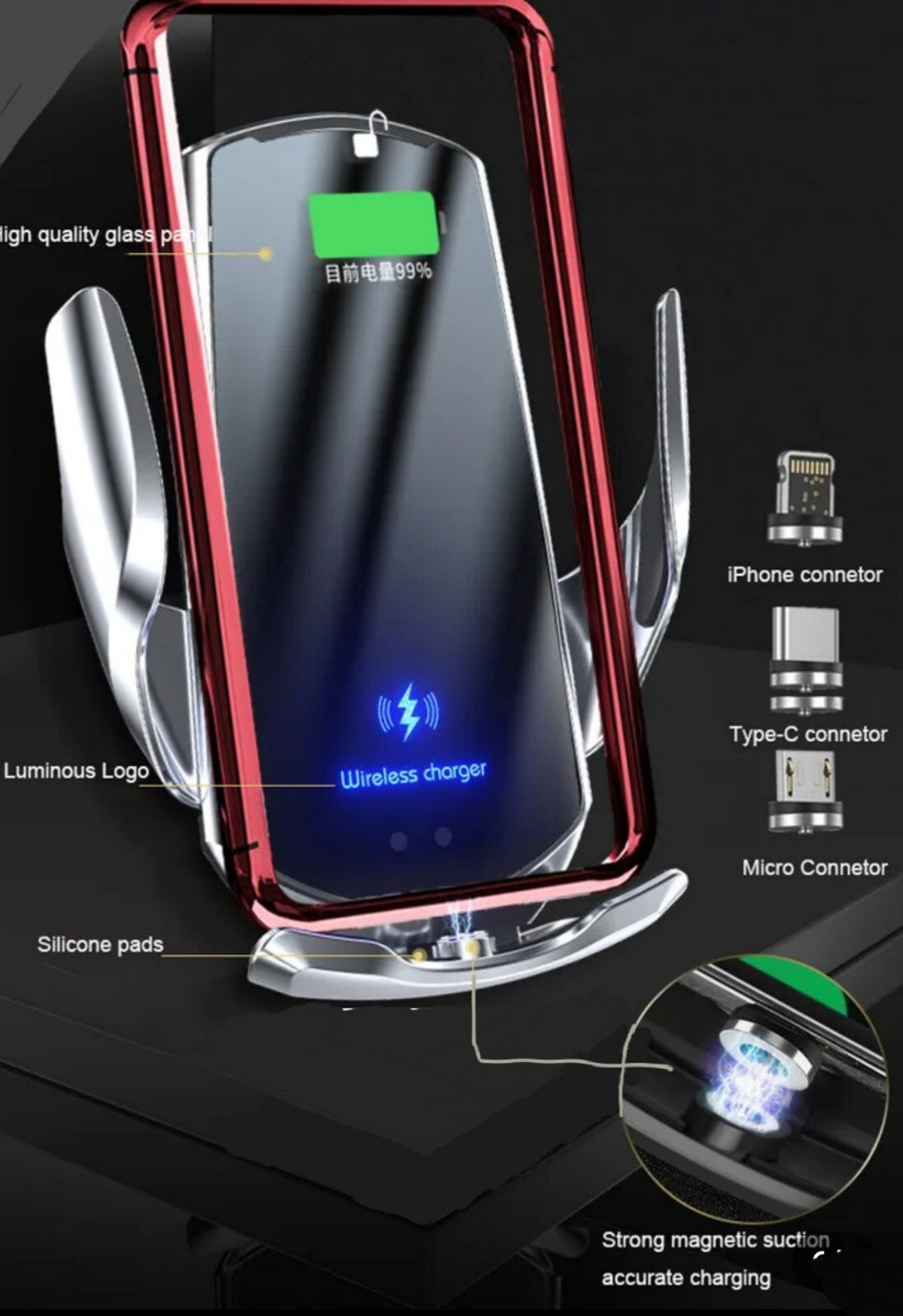 3 In 1 Q3 Smart Sensor Wireless Automatic Car Charger Universal,USA Seller