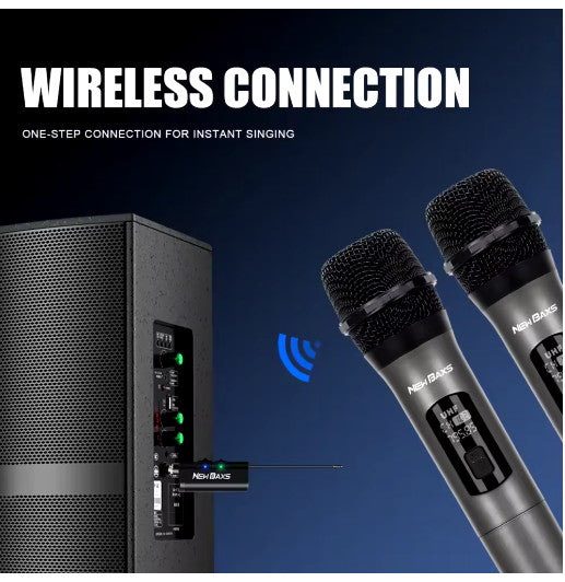 Microphone Wireless UHF Fixed Frequency 2 Channels Handheld Mic Professional UK