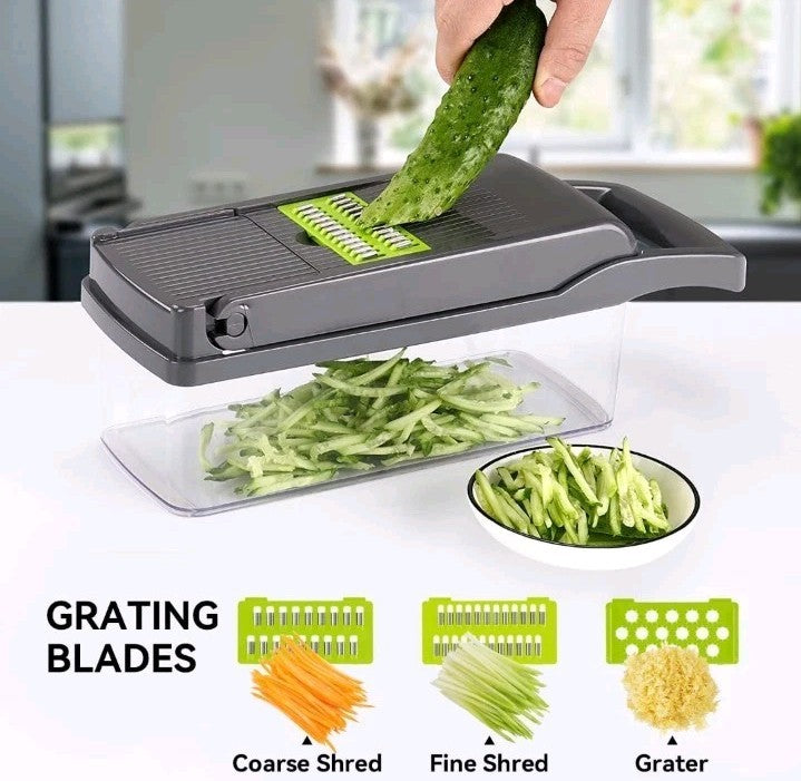12-in-1 Vegetable Chopper Slicer Dicer Cutter with Container Kitchen Tool Set