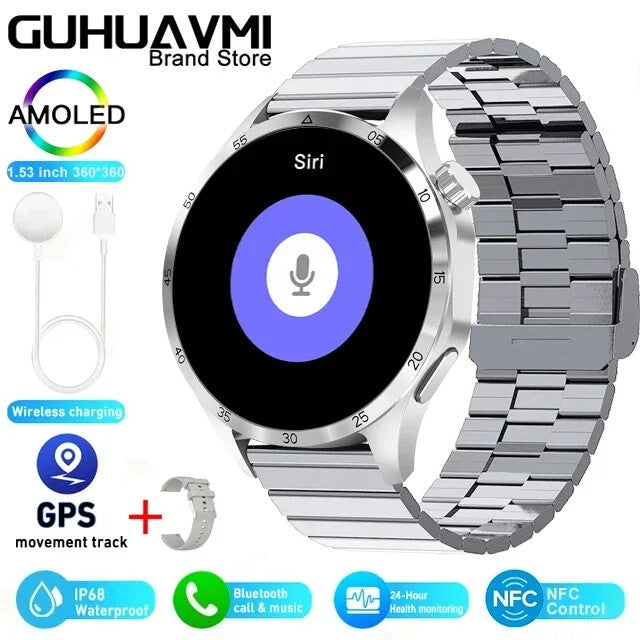 Fitness Tracker NFC Smartwatch Waterproof GPS Heart Rate Bluetooth Call Android