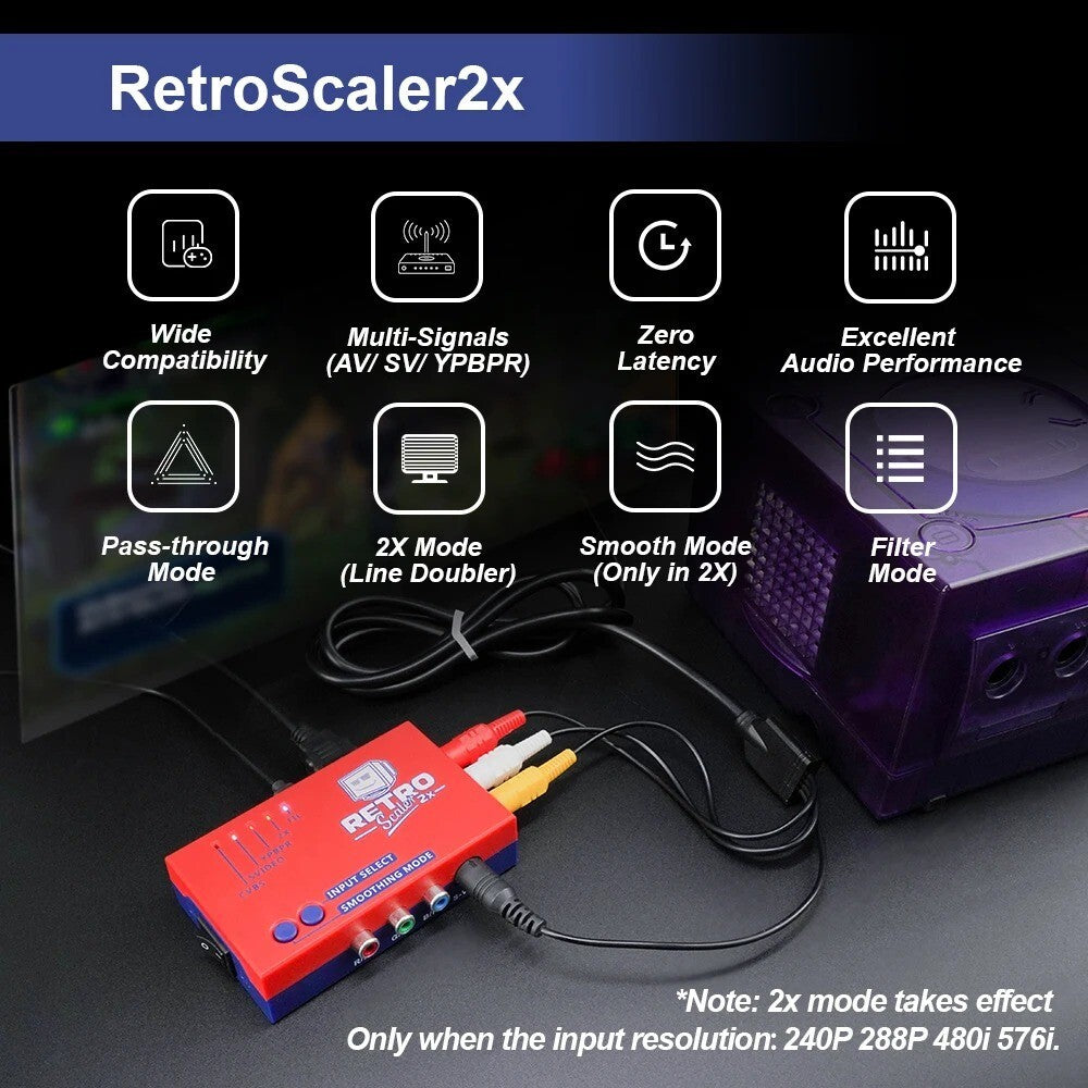 NEW RetroScaler2x AV to HDMI Up-Scaler Converter Line-Doubler Retro Consoles