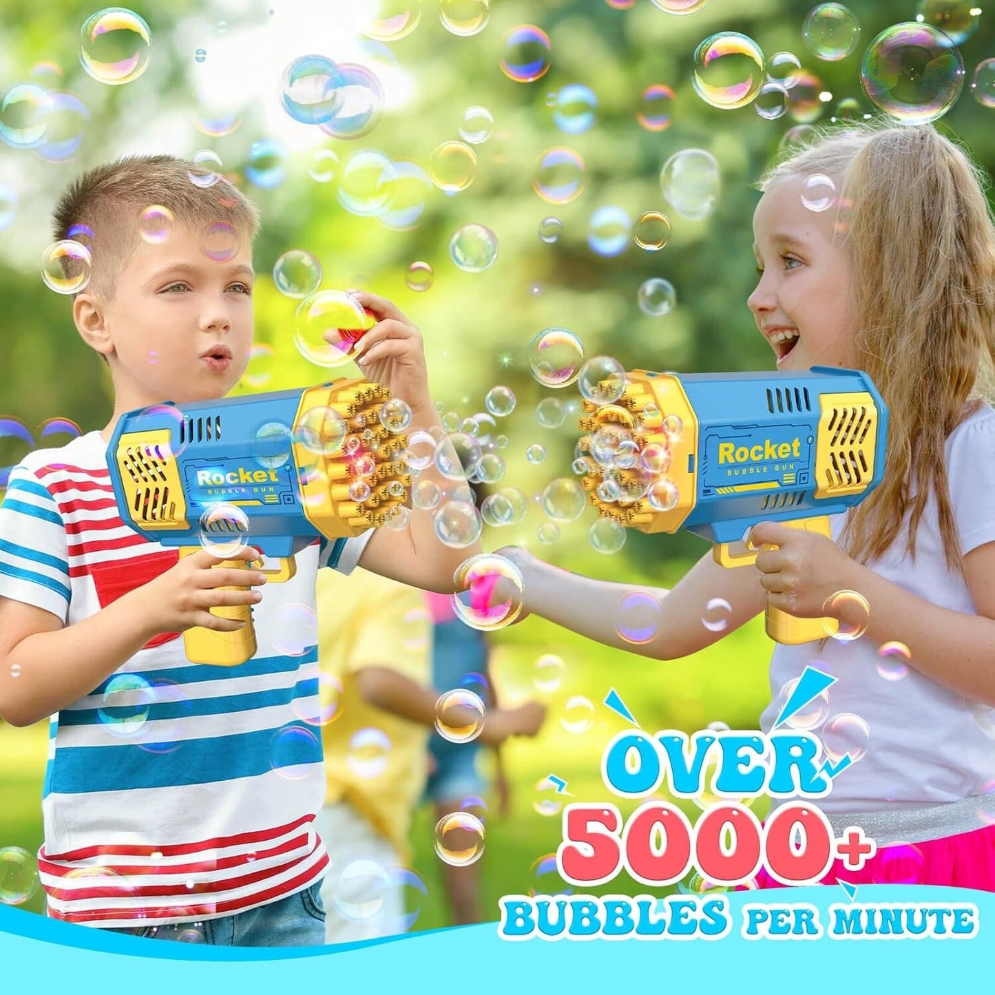 Bubble Machine for Kids - 2 Pack Bubble Toys for 3-8 Year Olds with Fun Bubbles