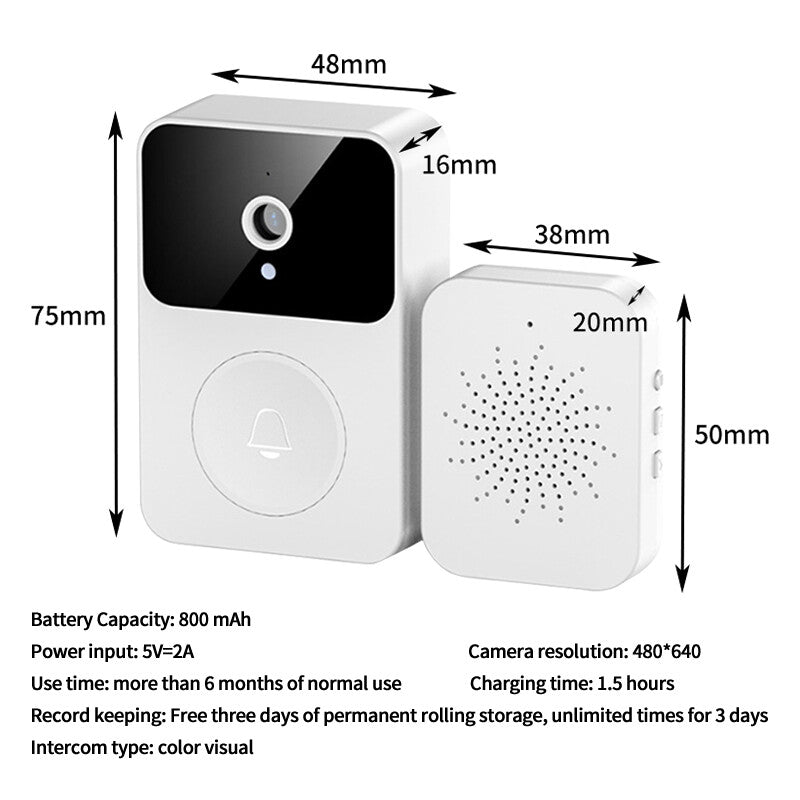 Smart Wireless WiFi Video Doorbell Intercom Video HD Camera Door Bell Security