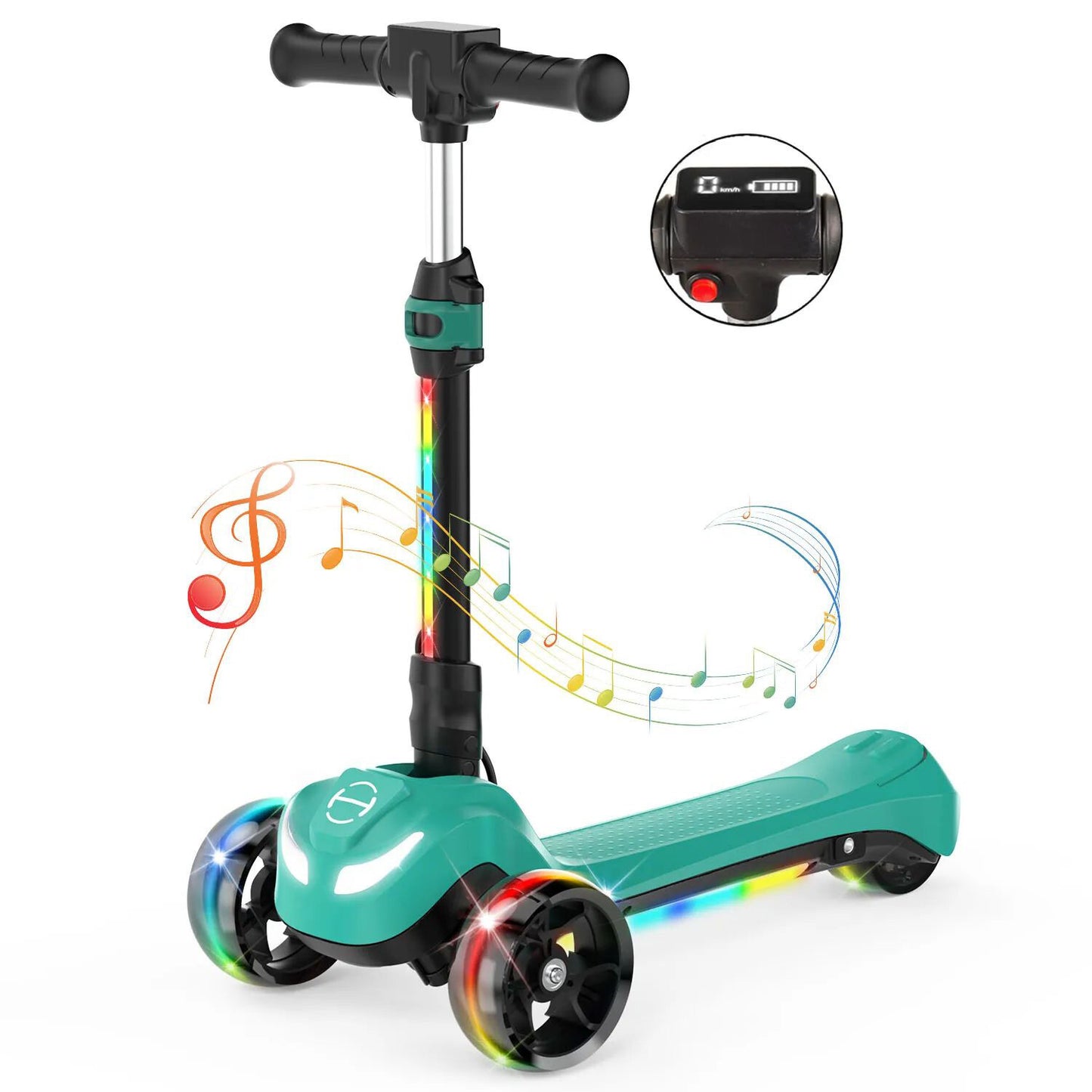 Folding Electric Scooter for Kids Ages 3-12 Bluetooth E-Scooter LED Wheels Gift