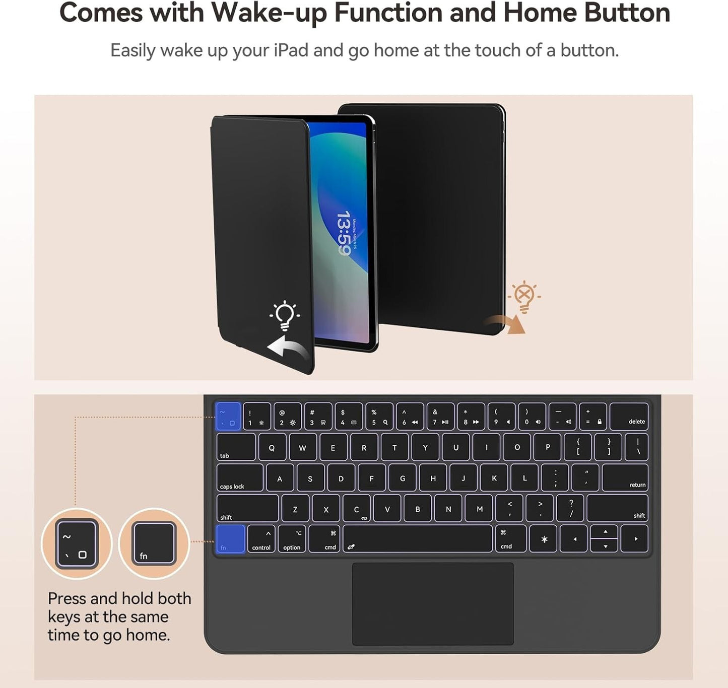 Bluetooth Wireless Keyboard Case iPad Pro 12.9 6th/5th/4th/3rd Gen iPad Air 13