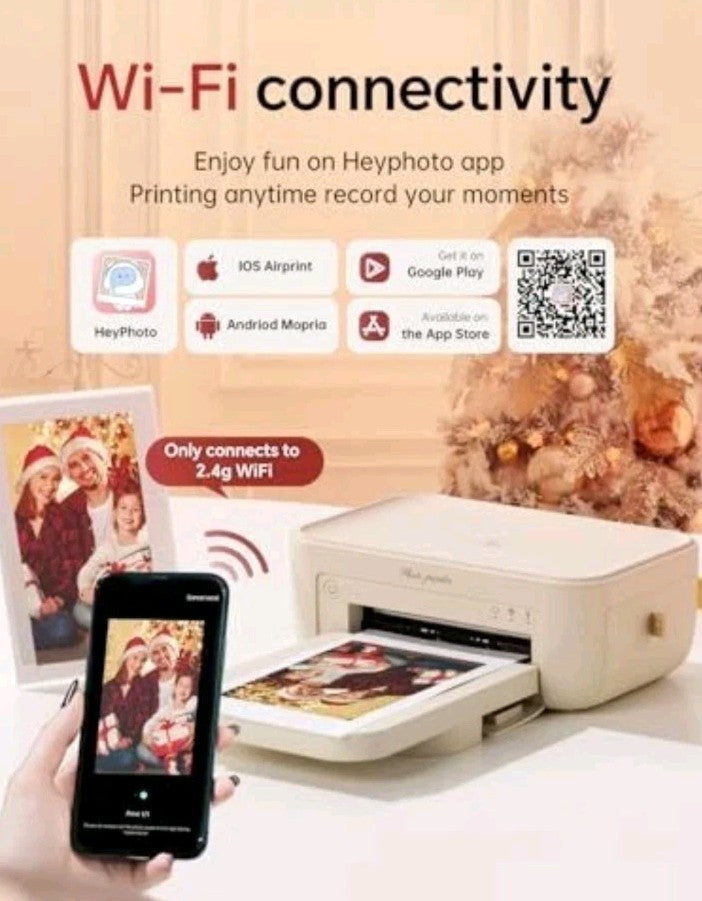 HPRT PHOTO PRINTER 4"X6",+20 SHEETS&1 RIBBON,WI-FI WIRELESS INSTANT PICTURE