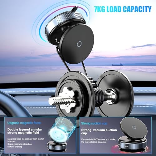 Upgraded Vacuum Magnetic Suction Phone Mount,360°Adjustable Magnetic Suction