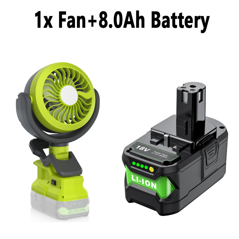 Portable Cordless Jobsite Fan For Ryobi 18V Battery With Led Light Outdoor