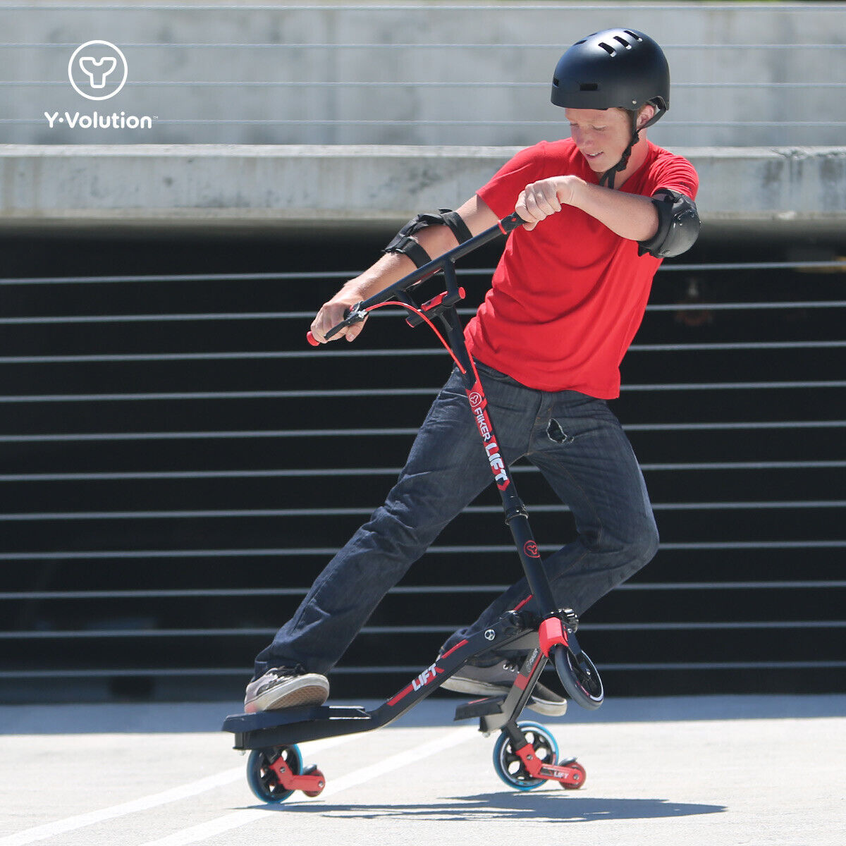 Yvolution Y Fliker Lift Red | The Original Swing Wiggle Scooter | 3 Wheels Self-